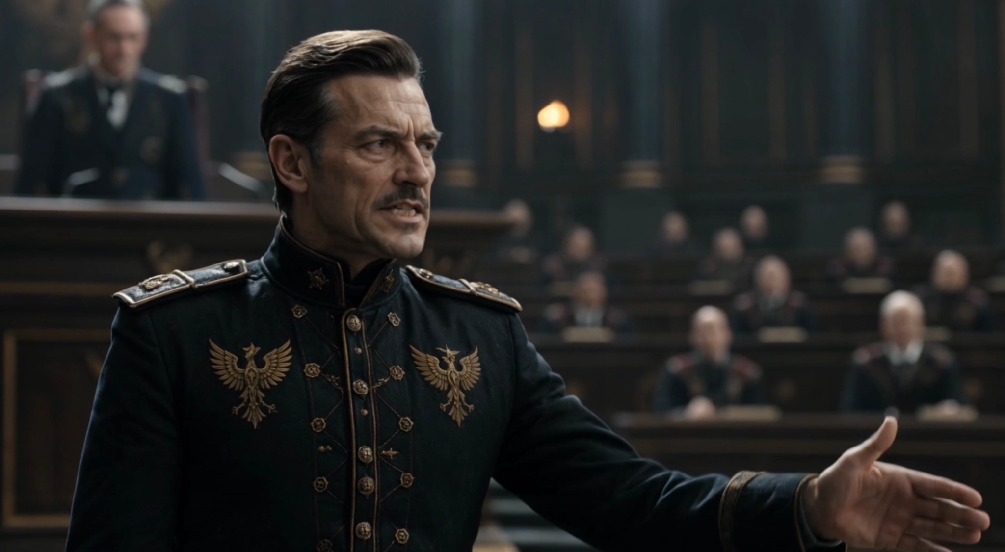 Aldon Morvaak addressing the Rhinehold in Crownfall