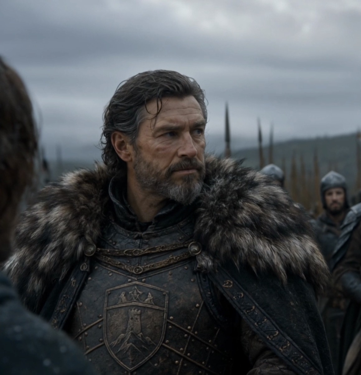 Alistair Wexford commanding soldiers on the Cascadian frontier in Crownfall