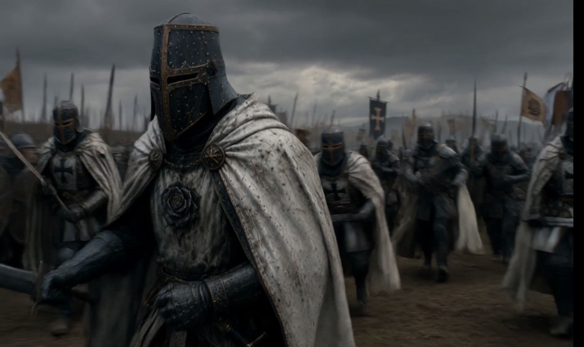 Caelan Ashbourne marching with the Crusaders of Avalos in Crownfall