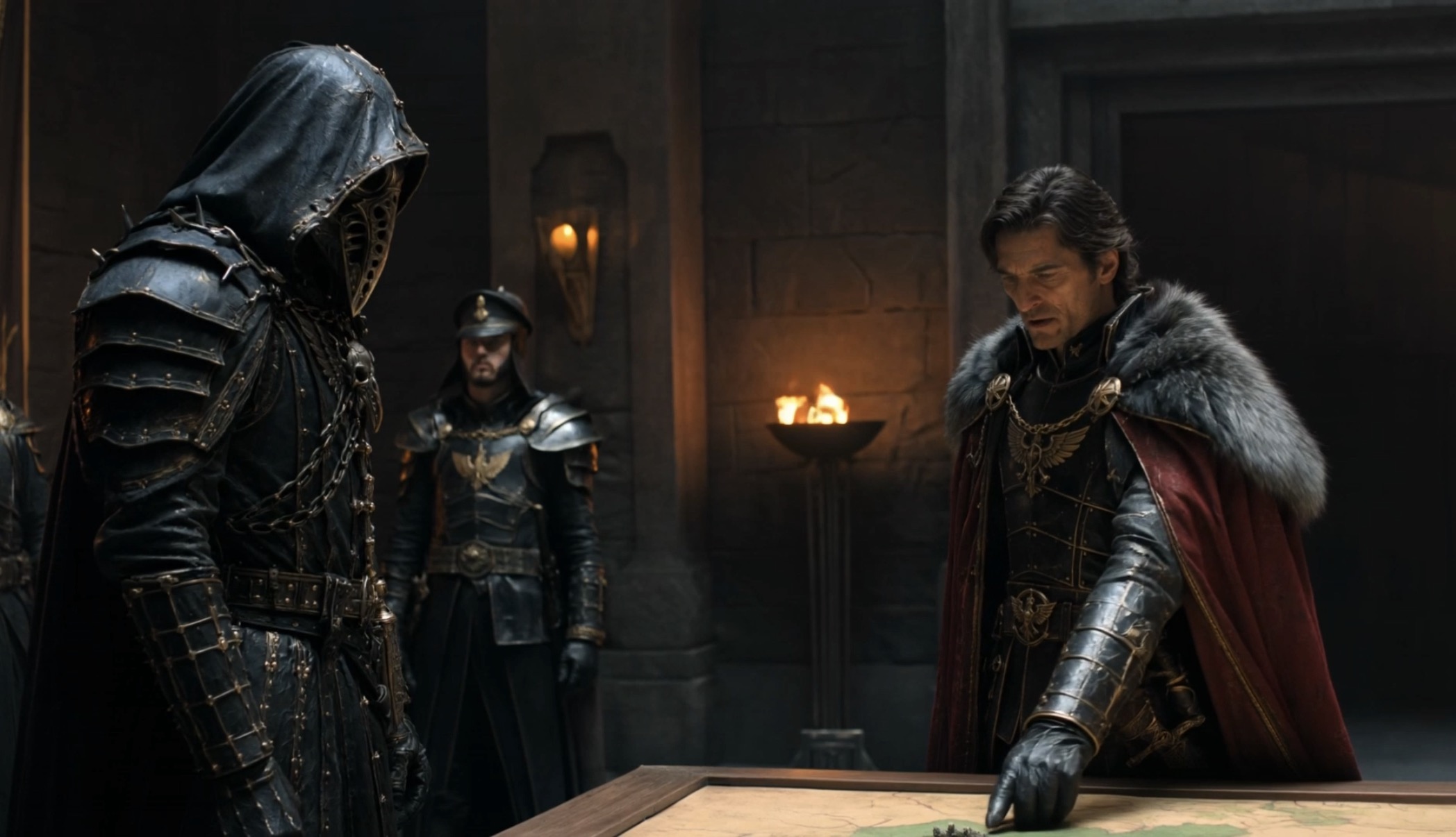 Inquisitor Veythar attending an imperial war council in Crownfall