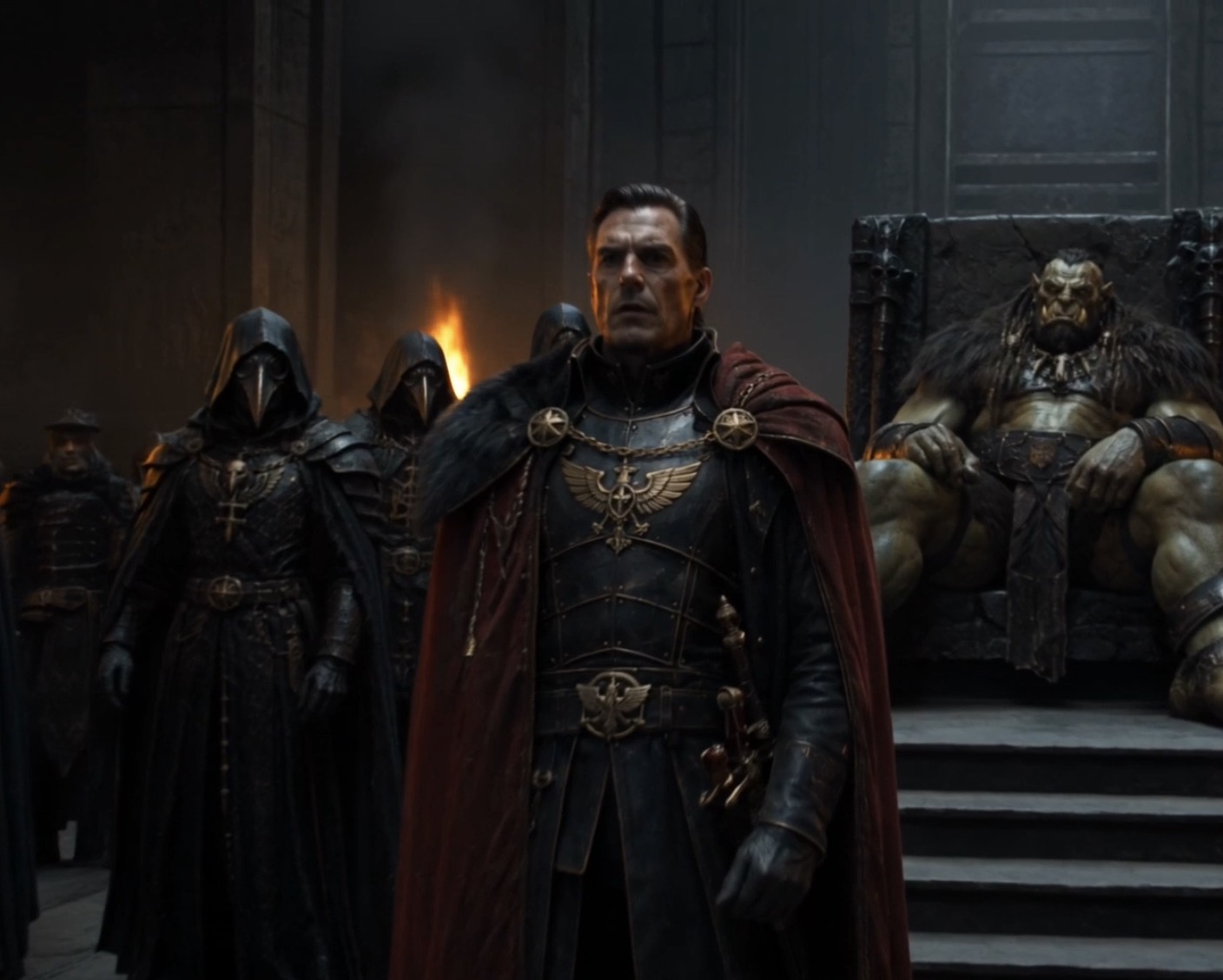 Imperial Governor Markus Adler wearing his red command cape