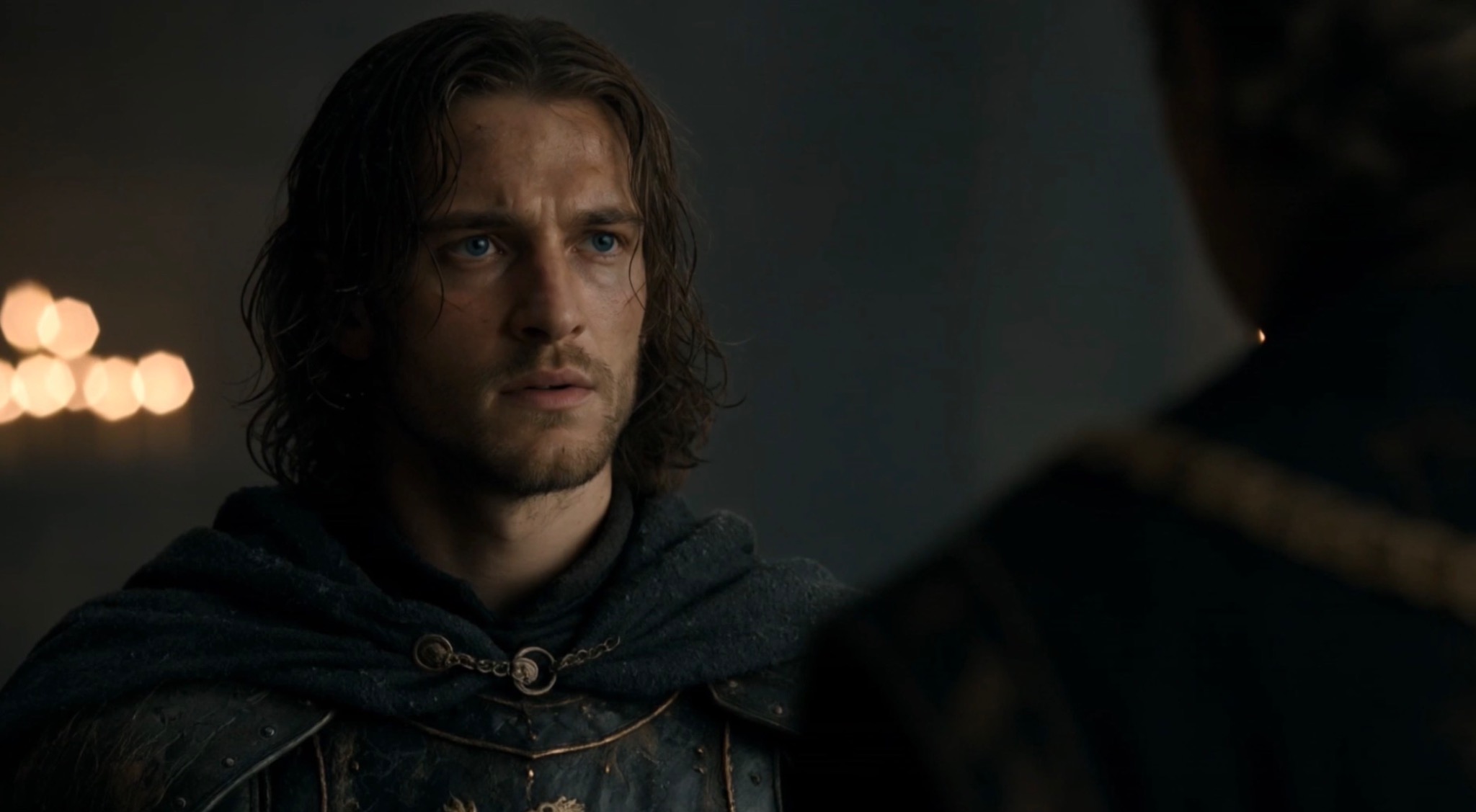Portrait of Frederick Lionell in a dark cloak in Crownfall