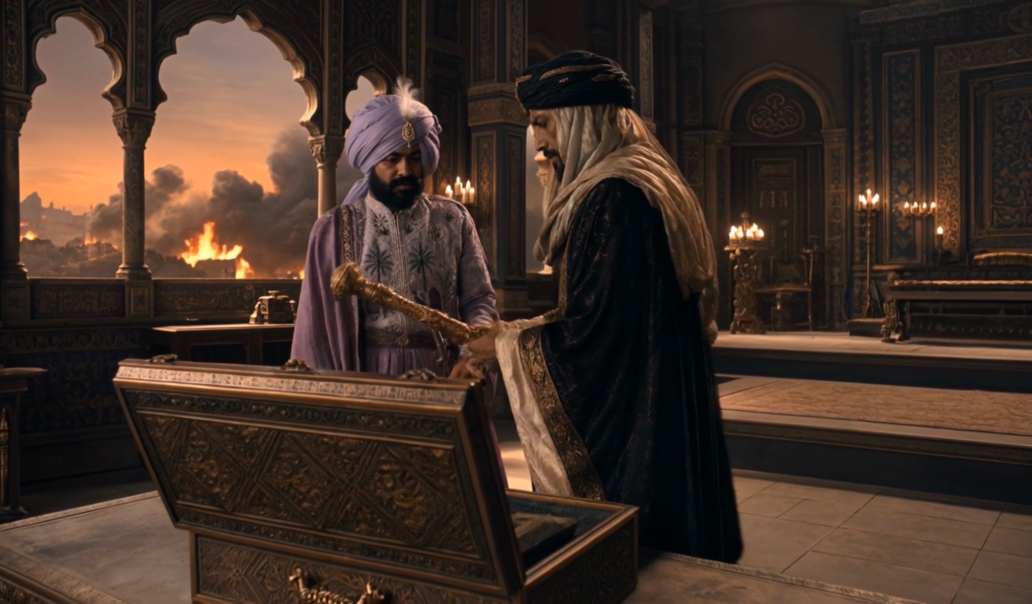 Prince Ribius studying a campaign map in Crownfall