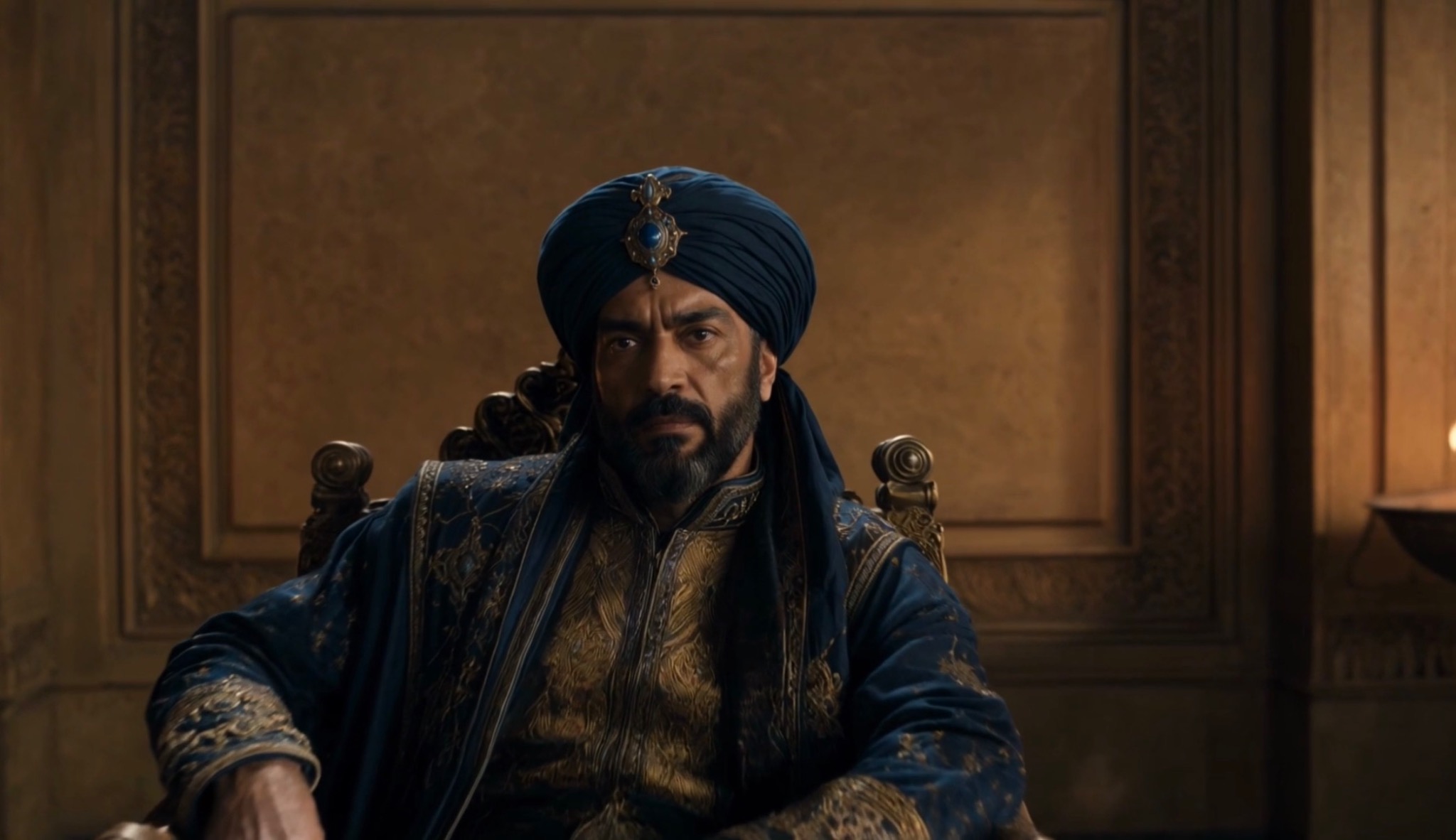 Shah Rahim seated in the court of Kavaran in Crownfall