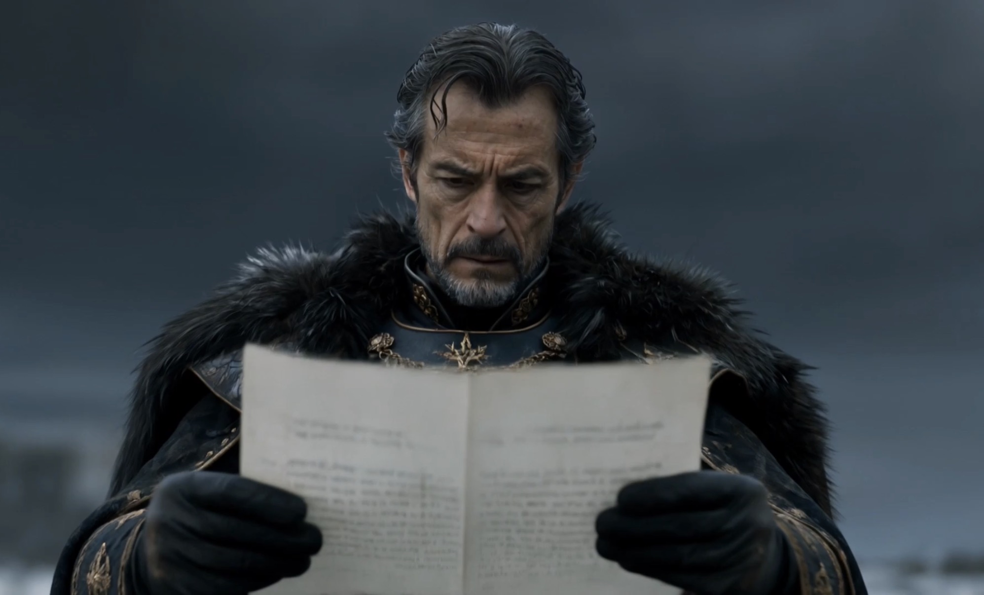 Field Marshal Viktor Drachen reading imperial orders
